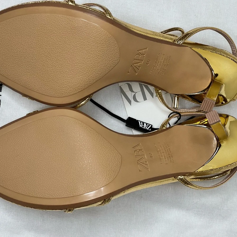 Zara Gold Lace up  Sandals - Picture 12 of 14
